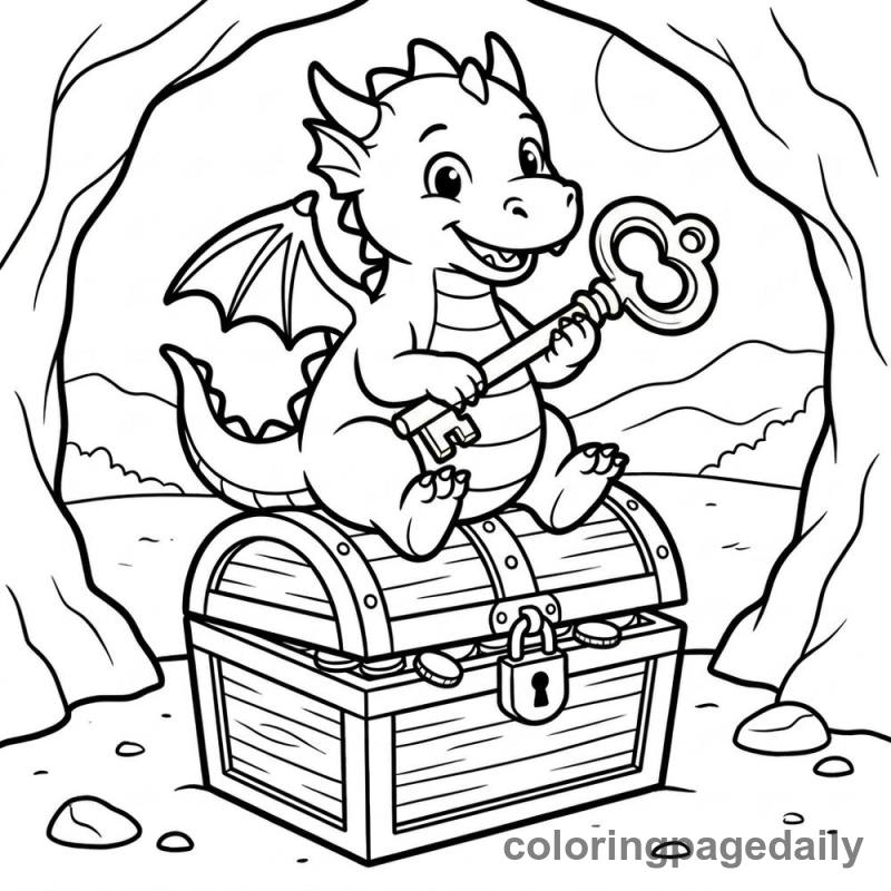 Dragon Holding Key - Colored reference example