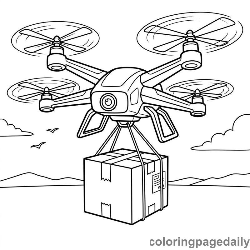 Drone Delivering A Package - Colored reference example