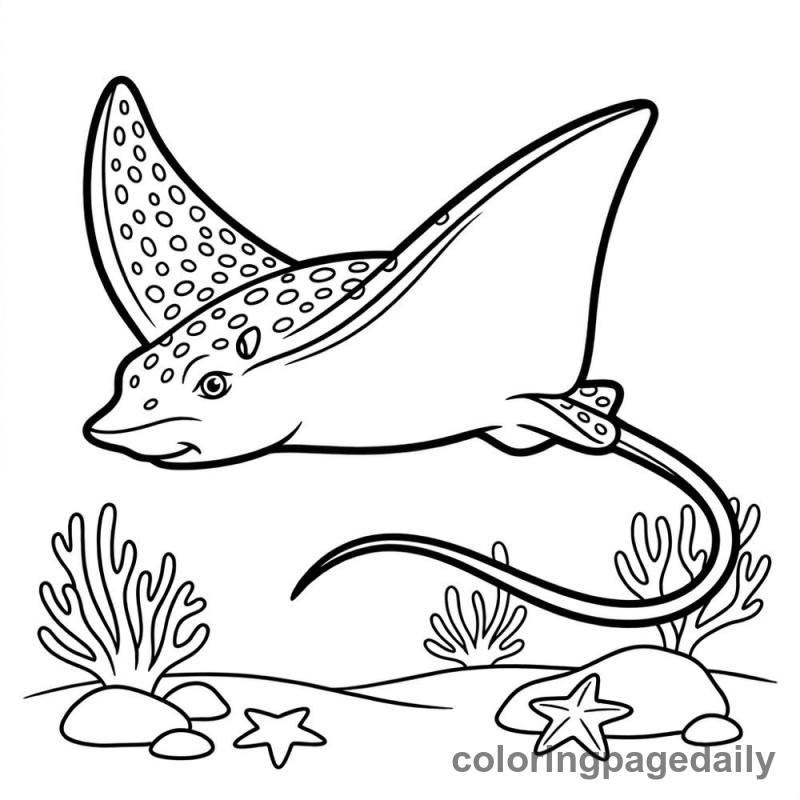 Eagle Ray Gliding - Colored reference example
