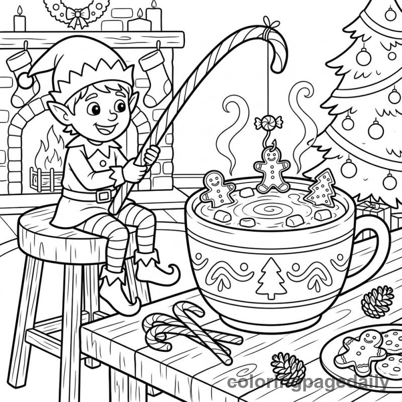 Elf Fishes for Gingerbread Cookies - Daily printable coloring page in Christmas category
