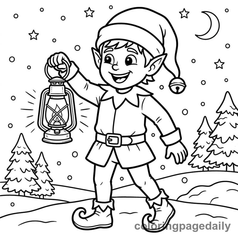 Elf Holding a Lantern - Colored reference example