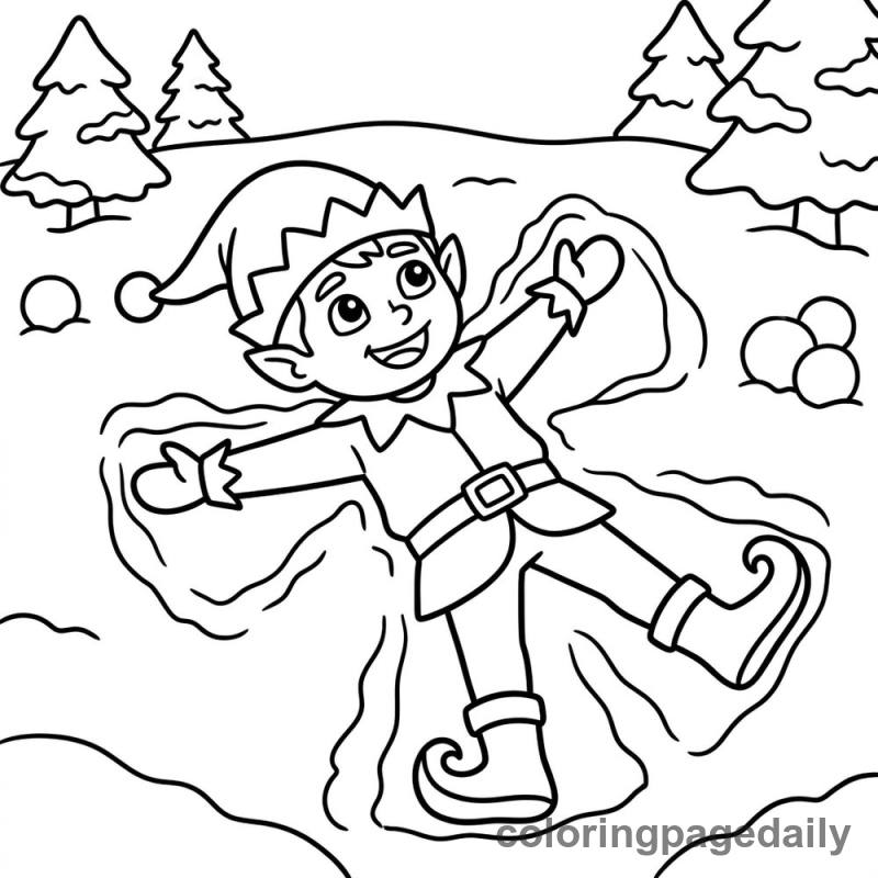 Elf Making Snow Angel - Colored reference example