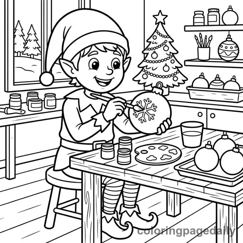 Elf Painting Ornament - Colored reference example