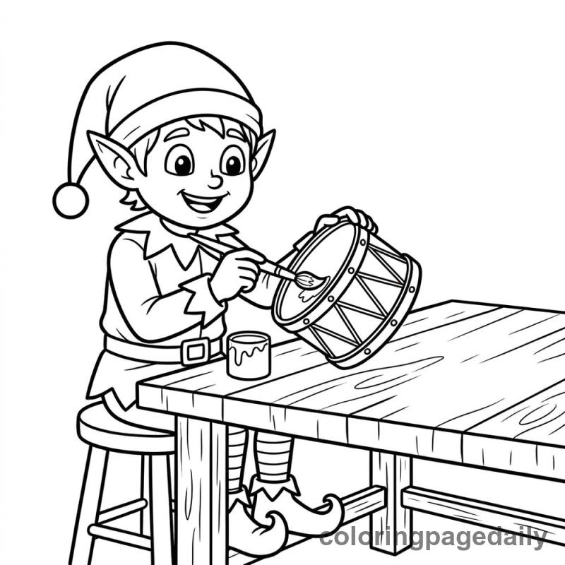 Elf Painting Toy Drum - Colored reference example