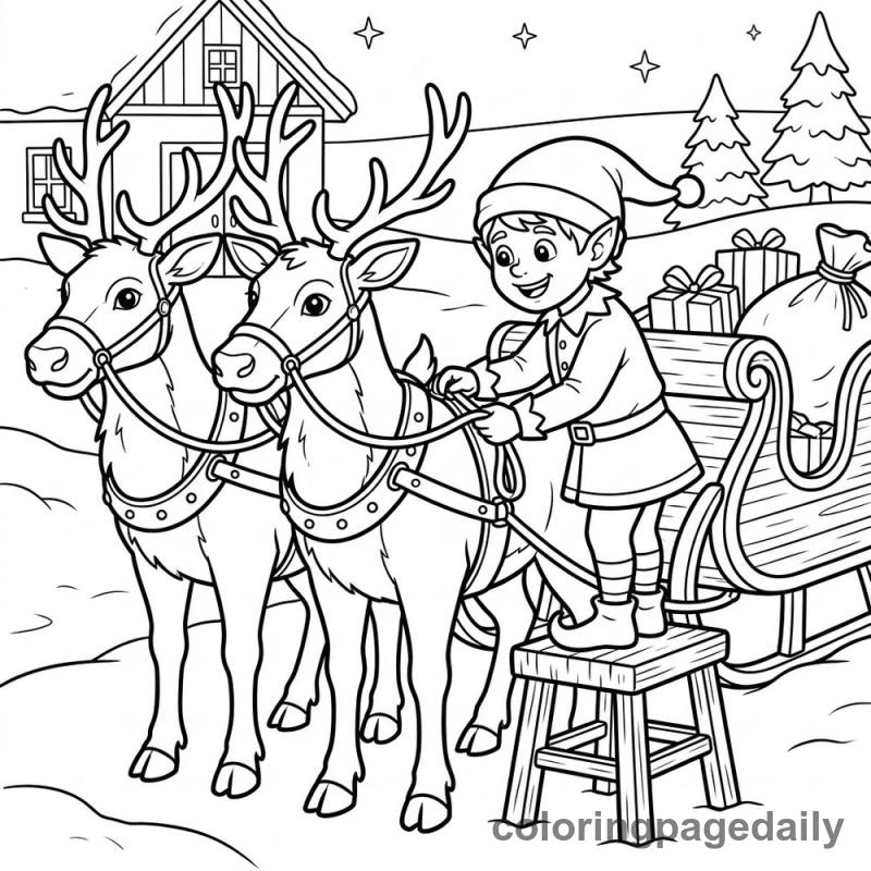 Elf Prepares Santa's Sleigh - Colored reference example