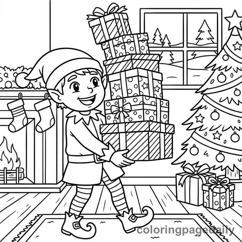 Elf Stacking Presents - Colored reference example