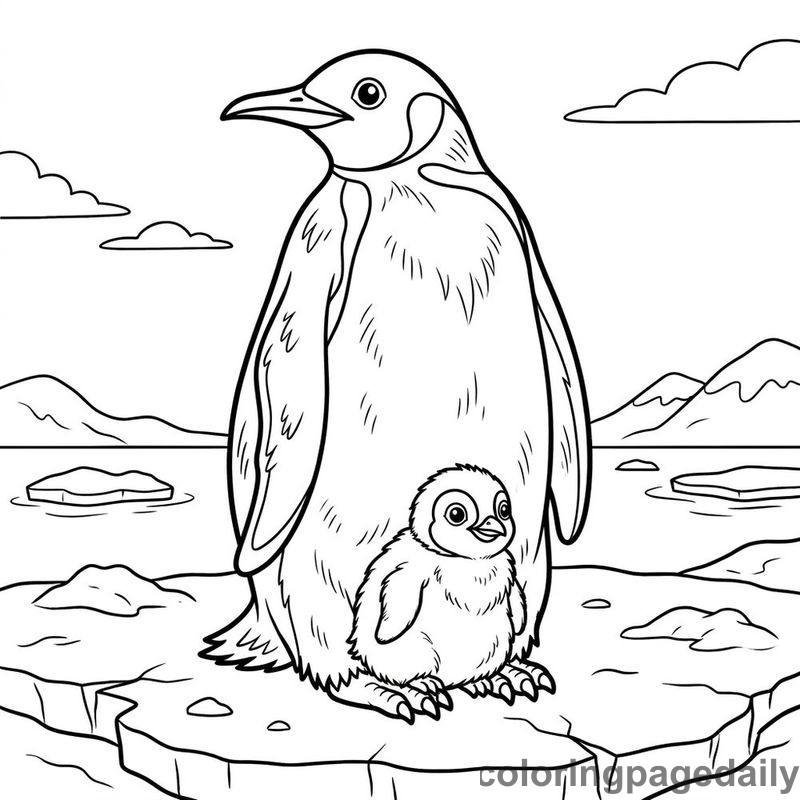 Emperor Penguin And Chick - Colored reference example