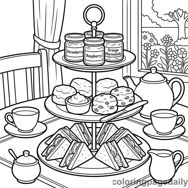 English Afternoon Tea Tray - Colored reference example