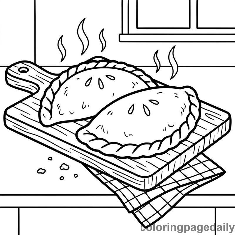 English Cornish Pasties - Daily printable coloring page in Food category