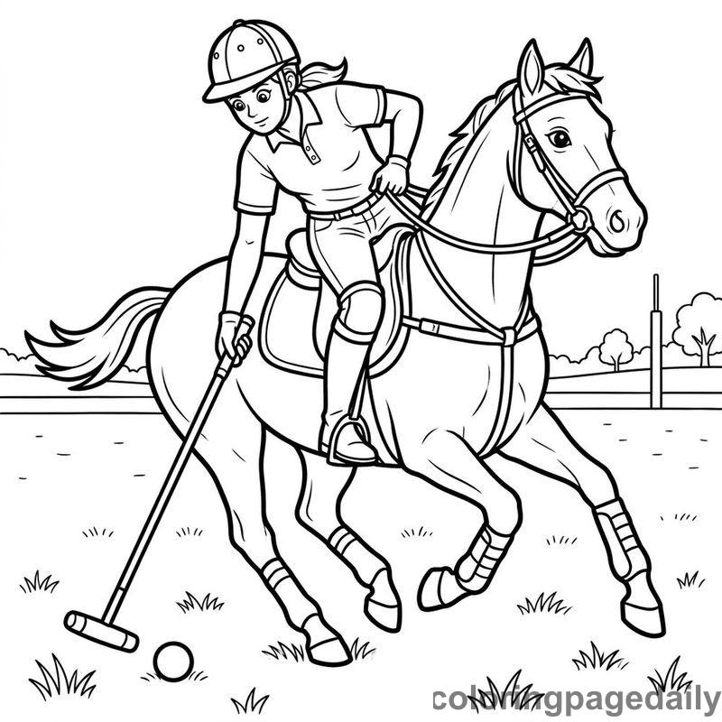 Equestrian Athlete Playing Polo - Colored reference example