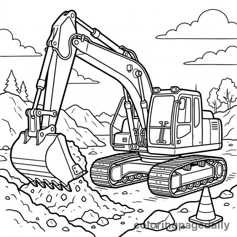 Excavator Digging Dirt - Colored reference example
