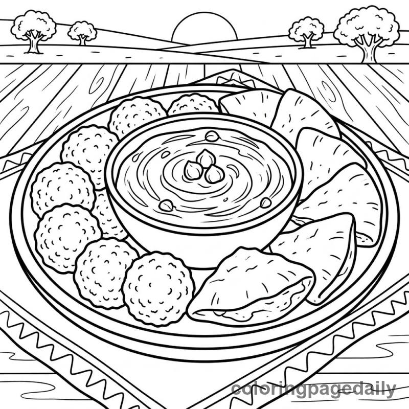 Falafel and Hummus Platter - Colored reference example