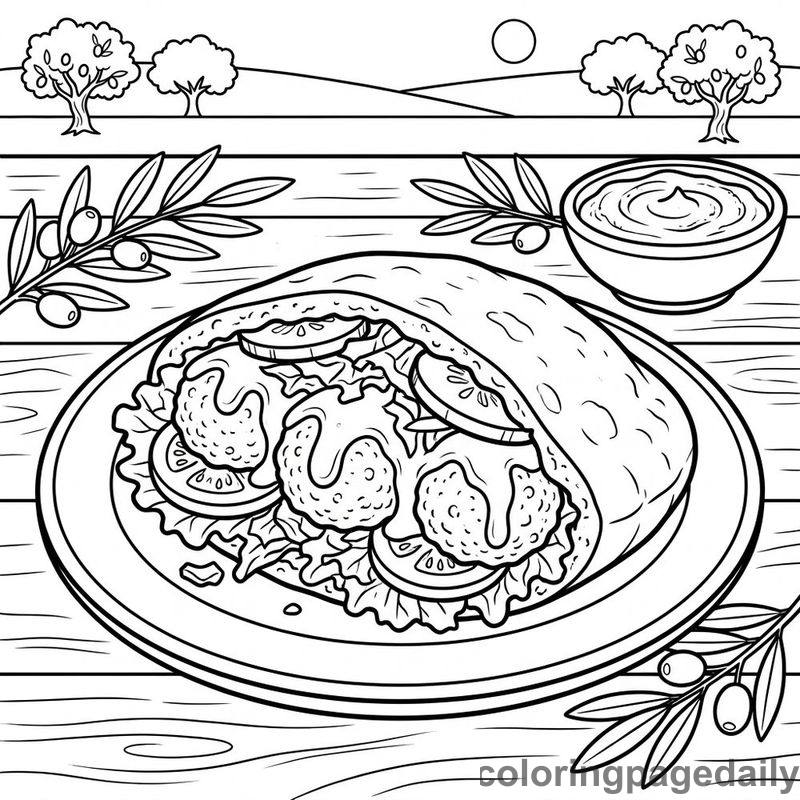 Falafel Pita Pocket - Colored reference example