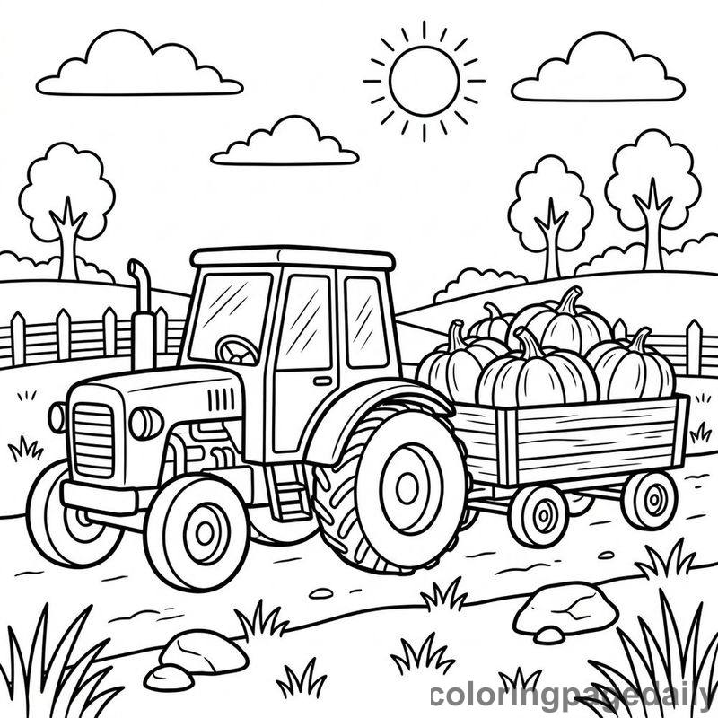 Farm Tractor Harvest - Colored reference example