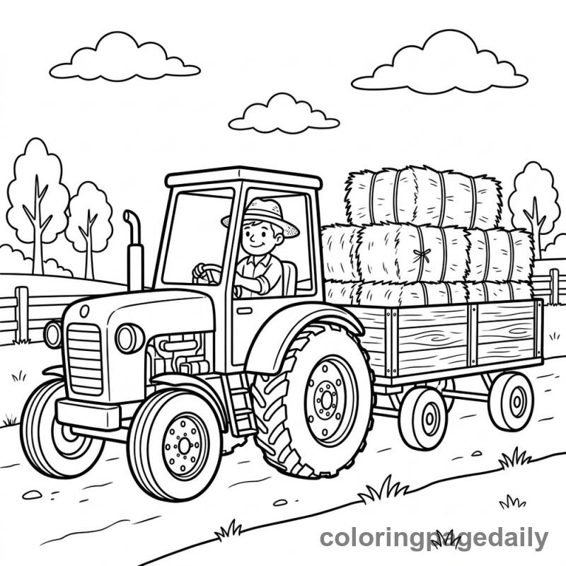 Farm Tractor Hayride - Colored reference example