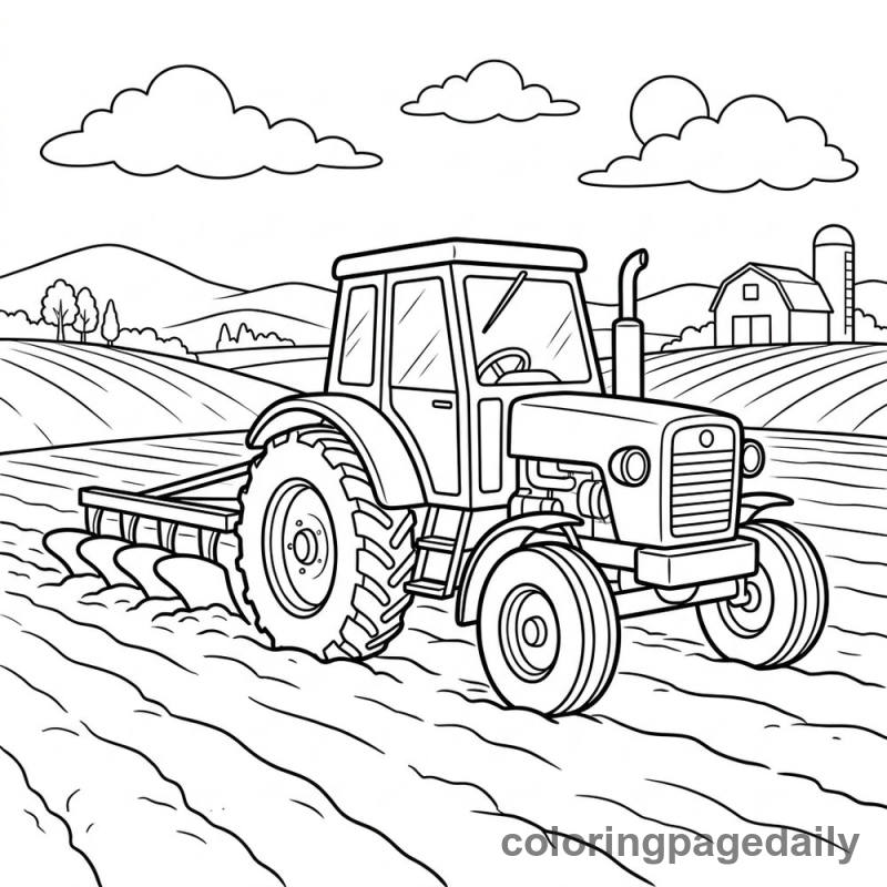 Farm Tractor Plowing - Colored reference example