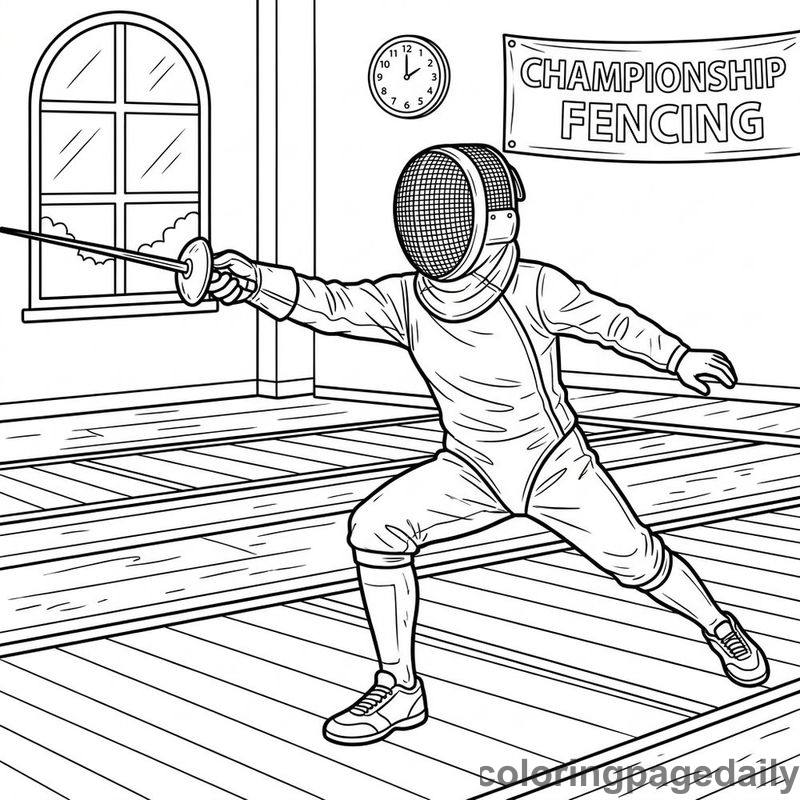 Fencer Lunging Forward - Colored reference example
