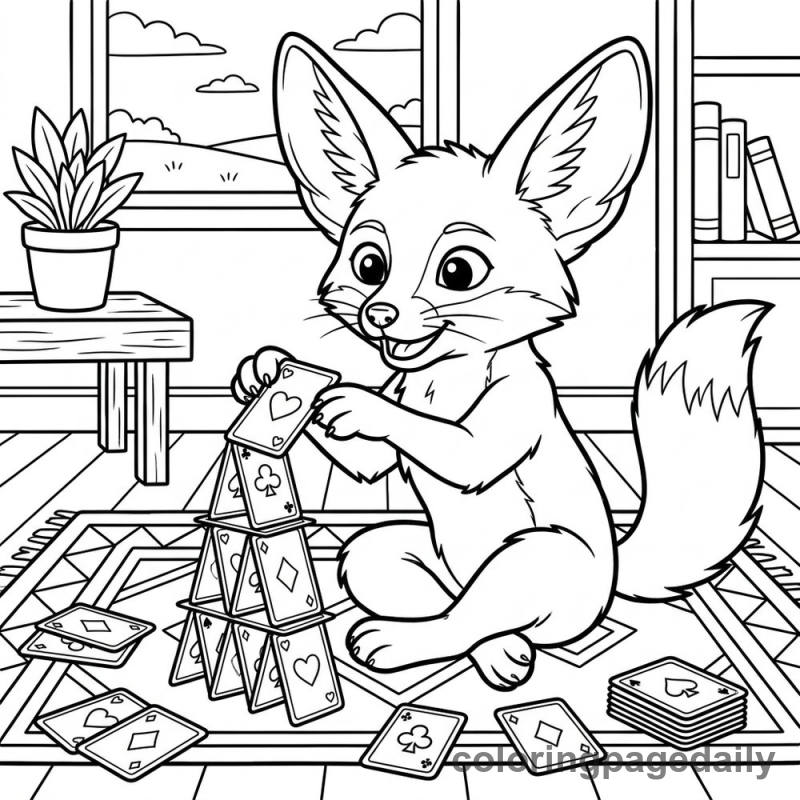 Fennec Fox Building Cards - Colored reference example
