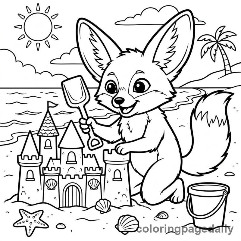 Fennec Fox Builds a Sandcastle - Colored reference example
