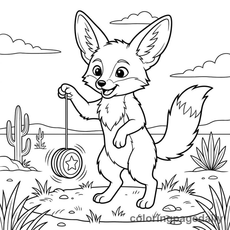 Fennec Fox Playing Yo-Yo - Colored reference example