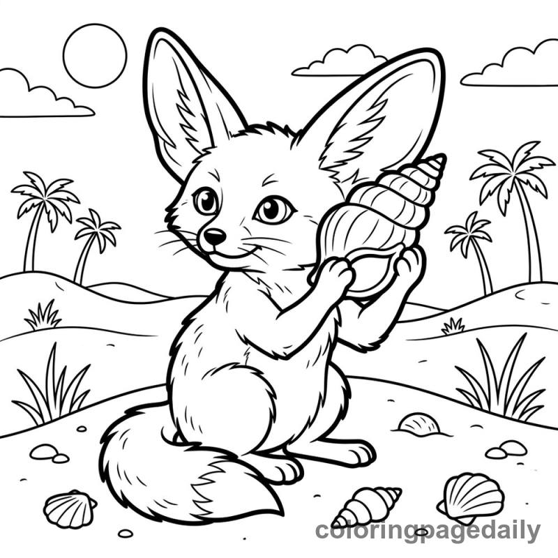 Fennec Fox's Seashell Secret - Colored reference example