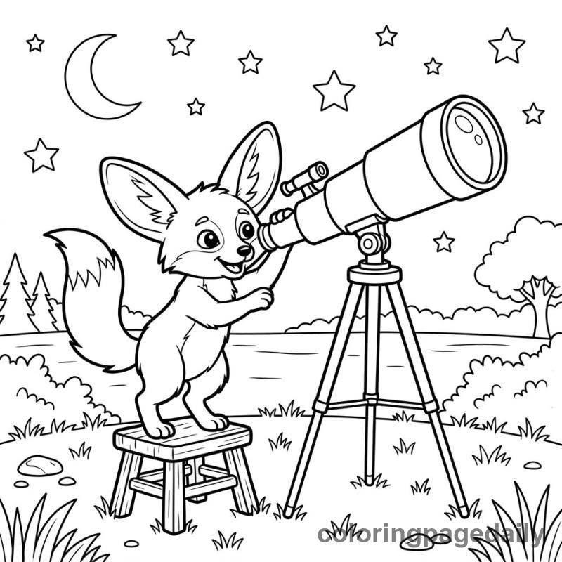 Fennec Fox Stargazing - Colored reference example