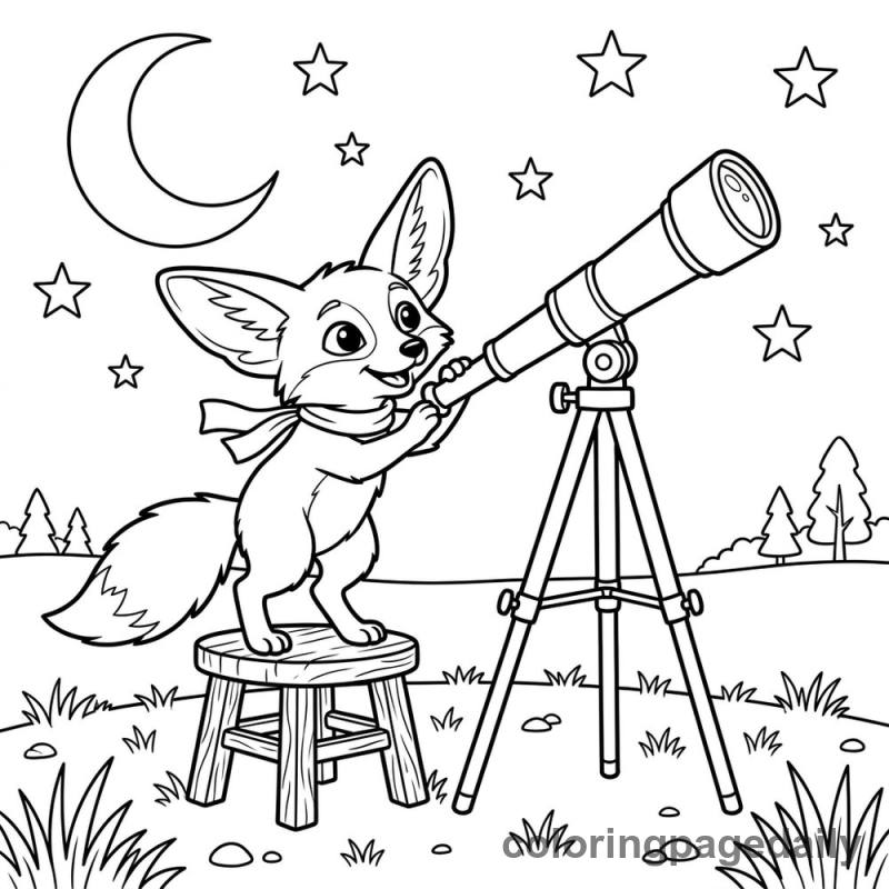 Fennec Fox Stargazing - Colored reference example