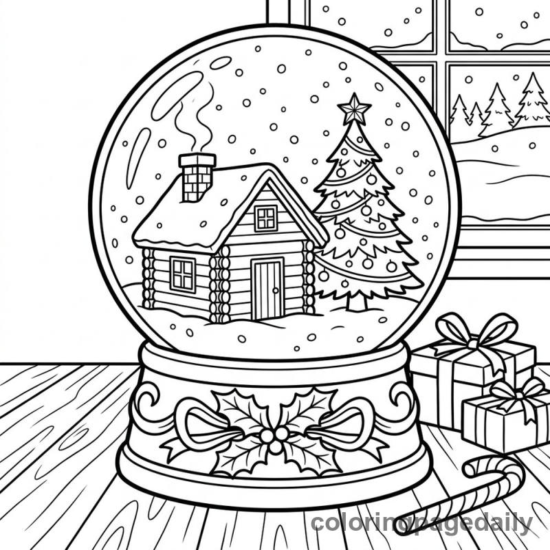 Festive Christmas Snow Globe - Colored reference example