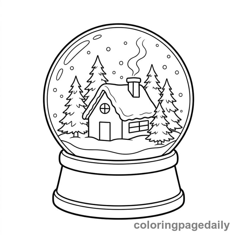Festive Christmas Snow Globe - Daily printable coloring page in Christmas category