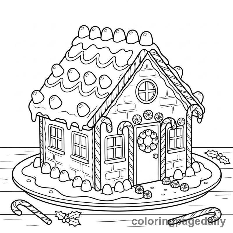 Festive Gingerbread House - Colored reference example