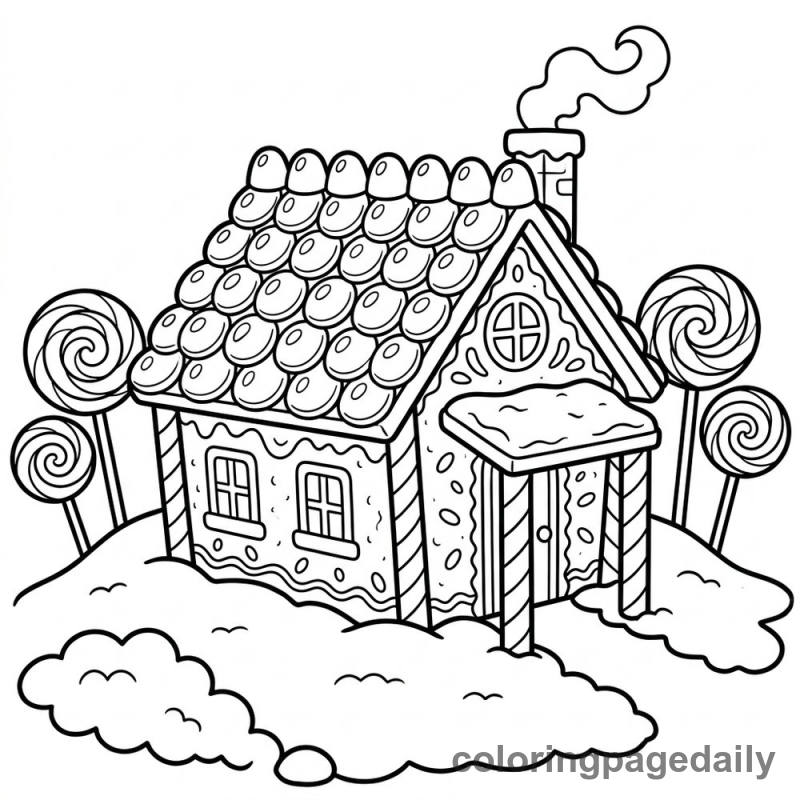 Festive Gingerbread House - Daily printable coloring page in Christmas category
