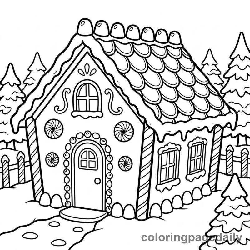 Festive Gingerbread House - Colored reference example