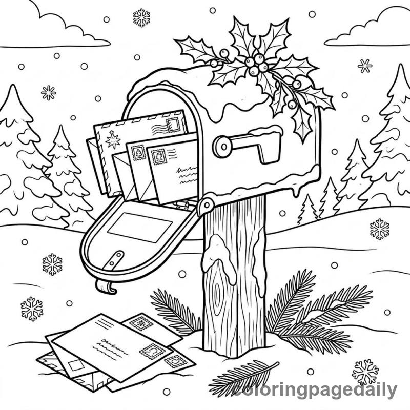 Festive Holiday Mailbox - Colored reference example