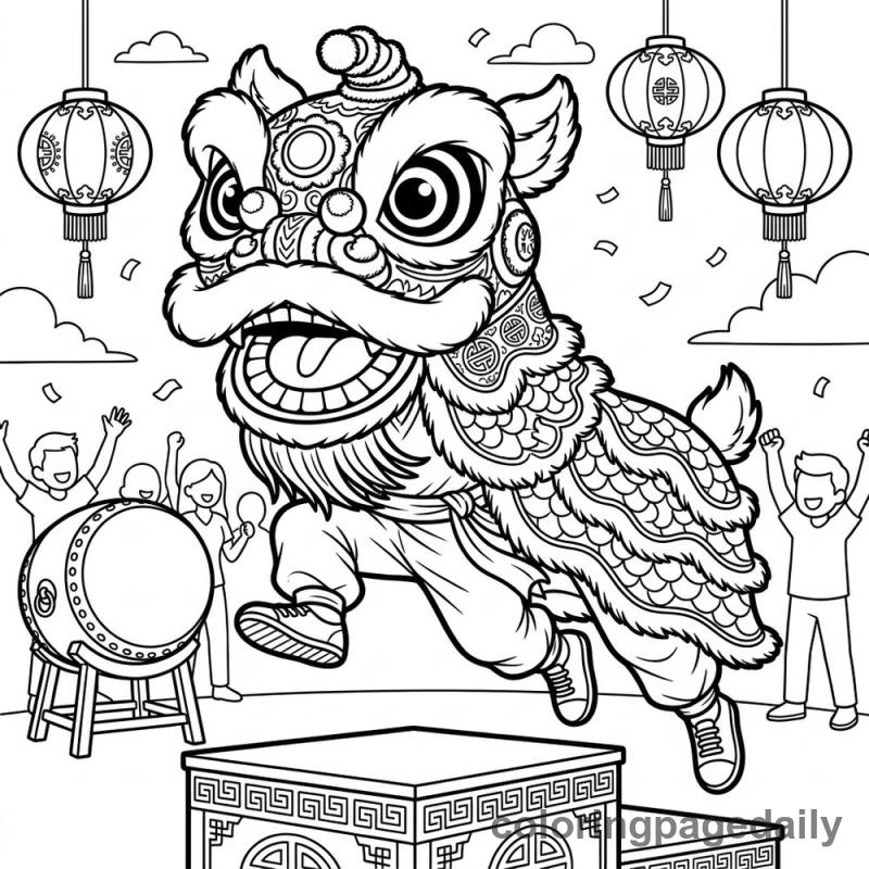 Festive Lion Dance - Colored reference example