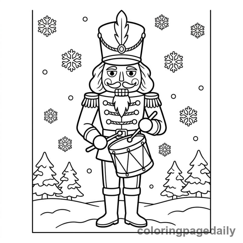 Festive Nutcracker Soldier - Daily printable coloring page in Christmas category