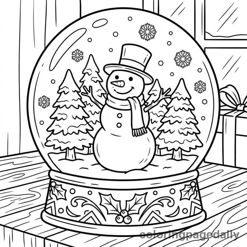 Festive Snow Globe - Daily printable coloring page in Christmas category