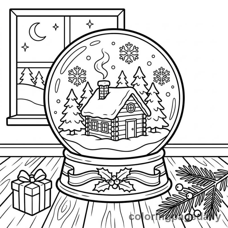 Festive Snow Globe Scene - Colored reference example