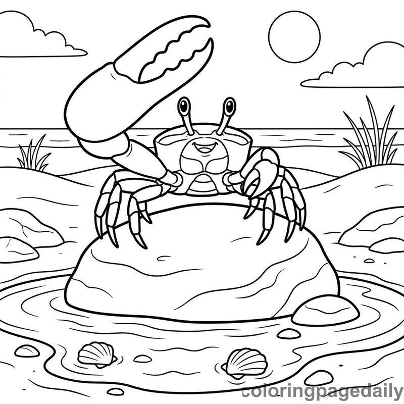 Fiddler Crab On Beach Rock - Colored reference example