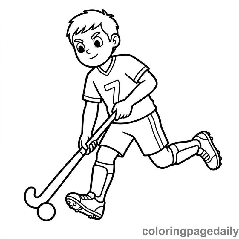 Field Hockey Player Sprinting - Colored reference example