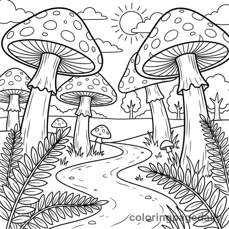 Field of Giant Mushrooms - Colored reference example