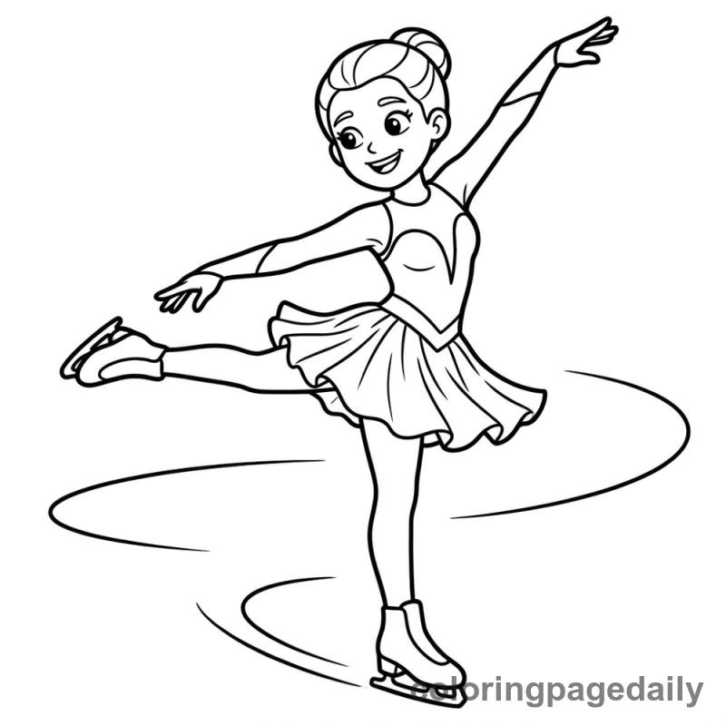 Figure Skater Spinning - Daily printable coloring page in Sports category