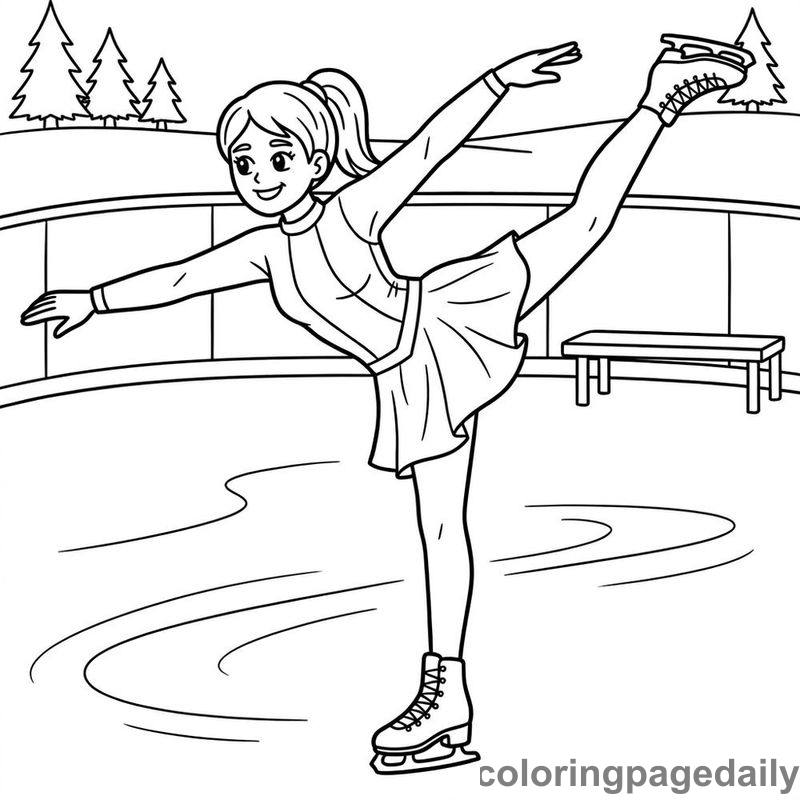 Figure Skater Spiral Pose - Colored reference example