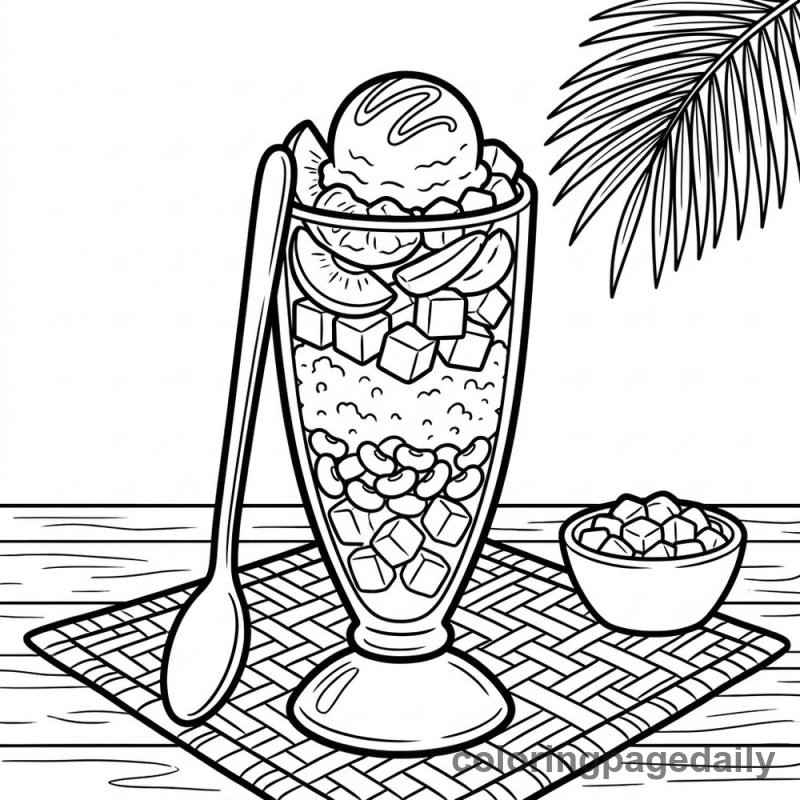 Filipino Halo-Halo Dessert - Colored reference example