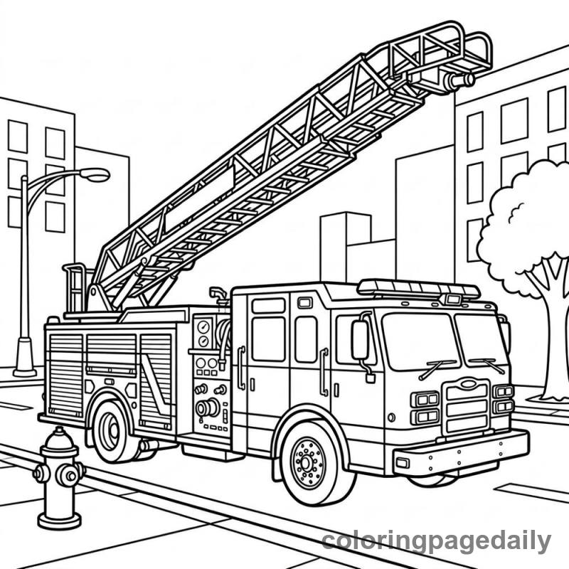 Fire Truck Ladder Extended - Colored reference example