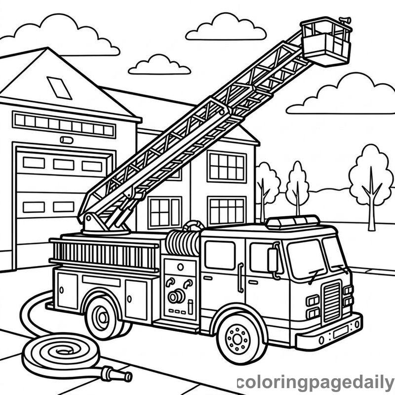 Fire Truck Ladder Extended - Colored reference example