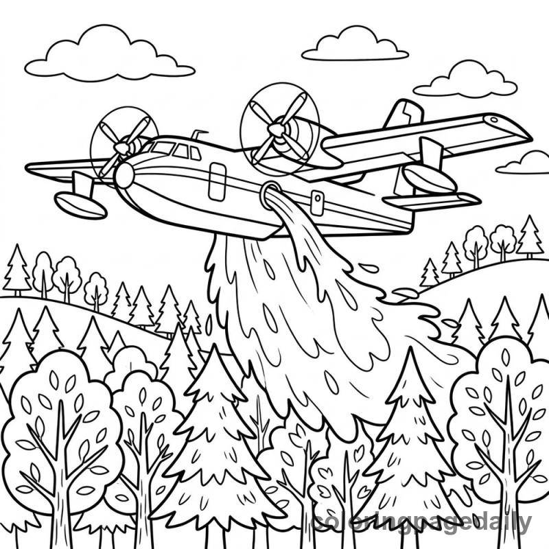 Firefighting Plane Action - Colored reference example