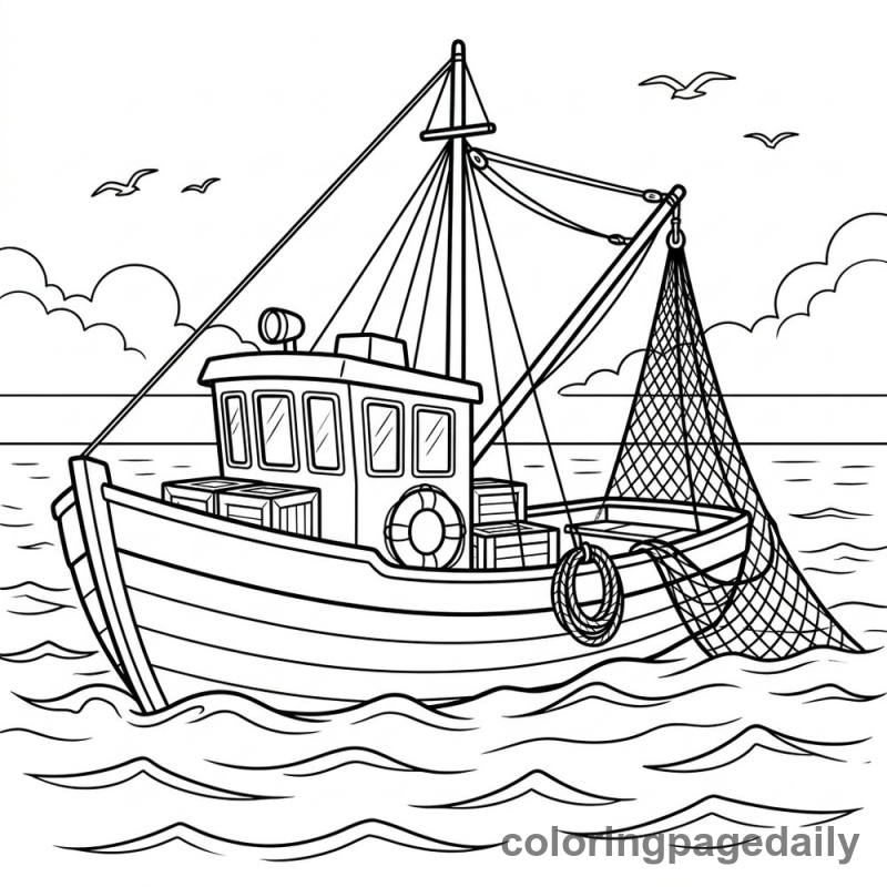 Fishing Boat at Sea - Colored reference example