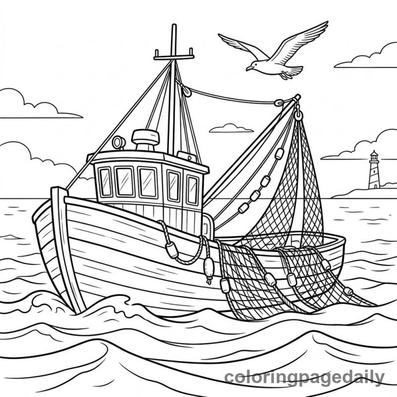 Fishing Boat At Sea - Colored reference example
