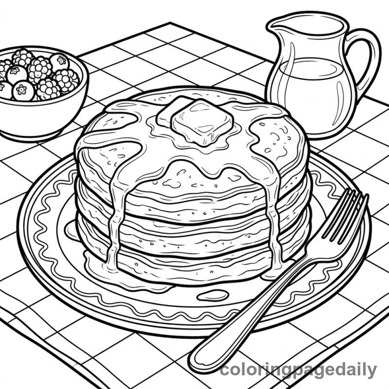 Fluffy American Pancakes - Colored reference example