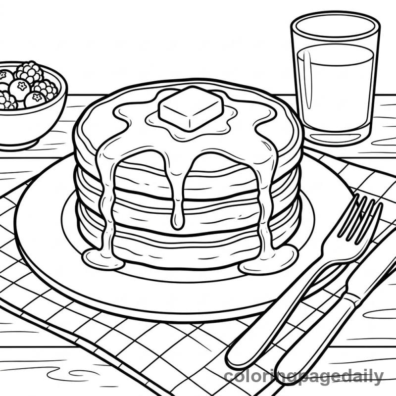 Fluffy Pancake Breakfast Stack - Colored reference example